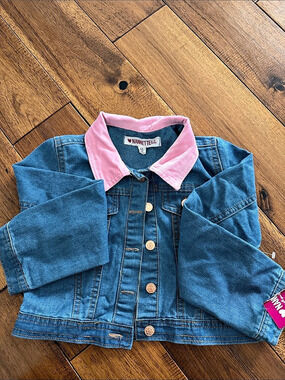 NANETTE Girls Denim Jacket in Blue & Pink NWT